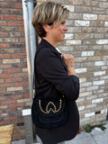 TASSEN LEER/SUEDE ZWART MET STUDS