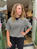 SHIRT STREEP ZWART/ROOM WIT AZZURRO
