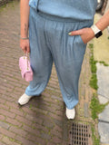BROEK CS THE LABEL JEANS BLAUW MET STRASS