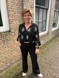 BLOUSE C&S ZWART OFF WHITE PRINT