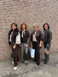 TAS LEER MET FRANJE EN GOUDEN STUDS