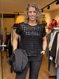 SHIRT/MESHTOP MET PAILLETTEN ZWART