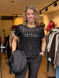 SHIRT/MESHTOP MET PAILLETTEN ZWART