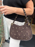 TASSEN LEER BRUIN MET STUDS