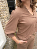 BLOUSE C&S LATTE DRIEKWART MOUW