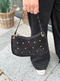 TASSEN LEER ZWART MET STUDS