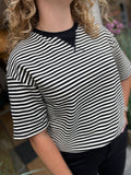 SHIRT STREEP ZWART/ROOM WIT AZZURRO