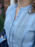 BLOUSE LICHT BLAUW KATOEN C&S