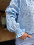 BLOUSE WIT/BLAUW C&S