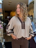 BLOUSE CHOCO BRUIN PRINT
