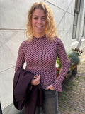 SHIRT LANGE MOUW POLKA DOT MAUVE