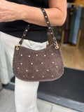 TASSEN LEER BRUIN MET STUDS