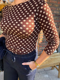 SHIRT LM POLKADOT BRUIN EN BORDEAUX