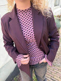 SHIRT LANGE MOUW POLKA DOT MAUVE
