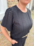 SHIRT BRODERIE ZWART CS THE LABEL