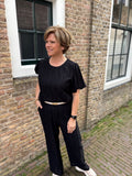 SHIRT BRODERIE ZWART CS THE LABEL