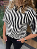 SHIRT STREEP ZWART/ROOM WIT AZZURRO