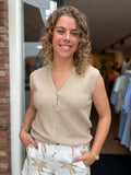 GILET KNITTED ZAND CS THE LABEL