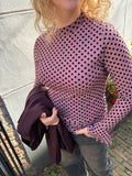 SHIRT LANGE MOUW POLKA DOT MAUVE