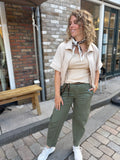 VESTEN KORTE MOUW ARMY GREEN & ZAND