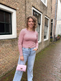 SHIRT AZZURRO LANGE MOUW STREEP