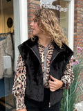 GILET FAKE FUR ZWART