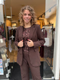 SHIRT LANGE MOUW GLITTER BRUIN/ZWART