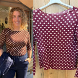 SHIRT LM POLKADOT BRUIN EN BORDEAUX