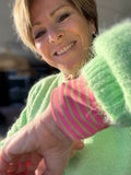 SHIRT LANGE MOUW AZZURRO ROZE/GROEN