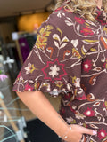 BLOUSE AZZURRO PRINT BRUIN/DONKER ROOD